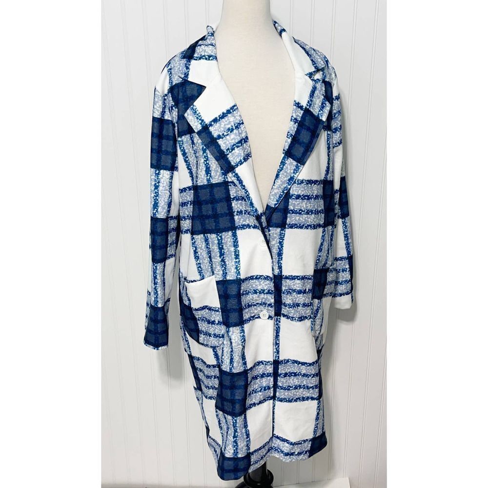 Check Plaid Lightweight Coat Jacket Button Front … - image 4